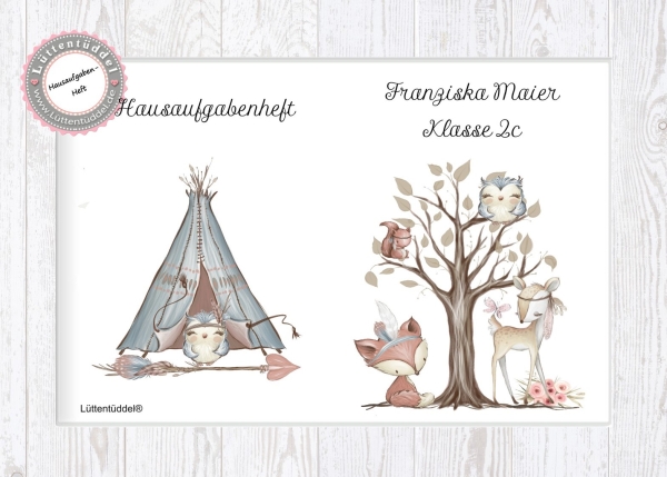 zuckersüßes Schulheft Umschlag Hase mit Herz Hausaufgabenheft in seperater hochwertiger Hülle Einschulung von Lüttentüddel